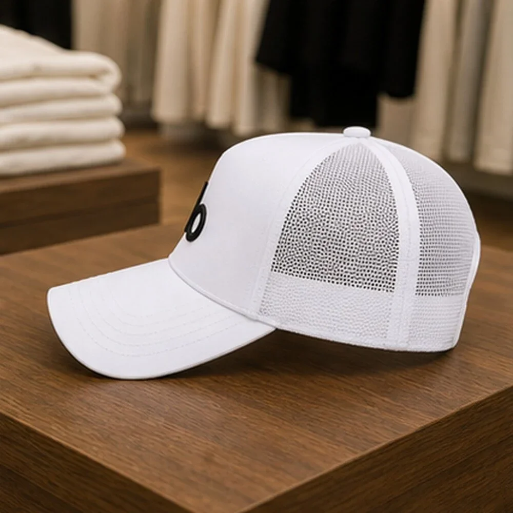 ALO Yoga White Black Workout Mesh Trucker Cap Hat Sporty